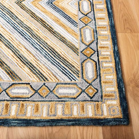 سجادة SAFAVIEH Aspen Collection Runner - 2'3" x 8'، كحلي وذهبي، صوف بوهو مصنوع يدويًا، مثالية للمناطق ذات حركة المرور العالية في غرفة المعيشة وغرفة النوم (APN809N) in Saudi Arabia
