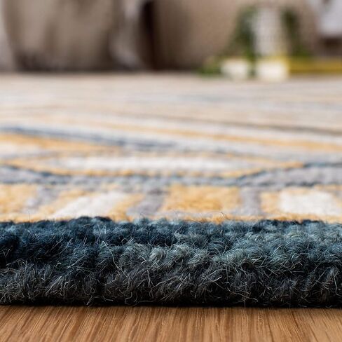سجادة SAFAVIEH Aspen Collection Runner - 2'3" x 8'، كحلي وذهبي، صوف بوهو مصنوع يدويًا، مثالية للمناطق ذات حركة المرور العالية في غرفة المعيشة وغرفة النوم (APN809N) in Saudi Arabia