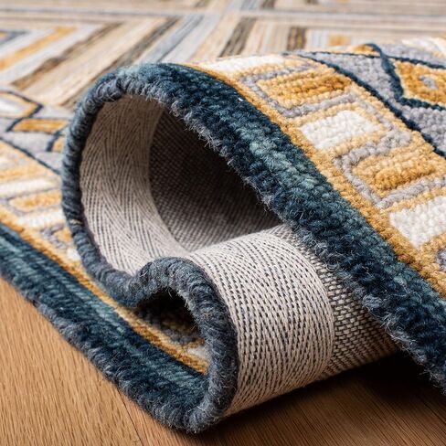سجادة SAFAVIEH Aspen Collection Runner - 2'3" x 8'، كحلي وذهبي، صوف بوهو مصنوع يدويًا، مثالية للمناطق ذات حركة المرور العالية في غرفة المعيشة وغرفة النوم (APN809N) in Saudi Arabia
