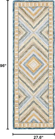سجادة SAFAVIEH Aspen Collection Runner - 2'3" x 8'، كحلي وذهبي، صوف بوهو مصنوع يدويًا، مثالية للمناطق ذات حركة المرور العالية في غرفة المعيشة وغرفة النوم (APN809N) in Saudi Arabia