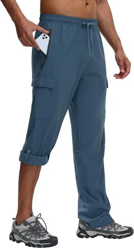 JWM Men's Hiking Cargo Pants - Quick Dry Lightweight Water Resistant Work Tactical Running Outdoor Pant with Zip Pocket UPF50 in Kuwait