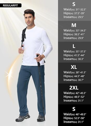 JWM Men's Hiking Cargo Pants - Quick Dry Lightweight Water Resistant Work Tactical Running Outdoor Pant with Zip Pocket UPF50 in Kuwait