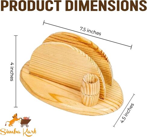 SimbaKart Classic Arc Shaped Handcrafted Paper Napkin & Toothpick Holder for Table, Napkin Holder for Kitchen, Wooden Napkin Holder for Dinning Table Counter Top, Beautiful piece of Decor in Saudi Arabia