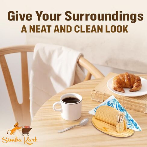 SimbaKart Classic Arc Shaped Handcrafted Paper Napkin & Toothpick Holder for Table, Napkin Holder for Kitchen, Wooden Napkin Holder for Dinning Table Counter Top, Beautiful piece of Decor in Saudi Arabia
