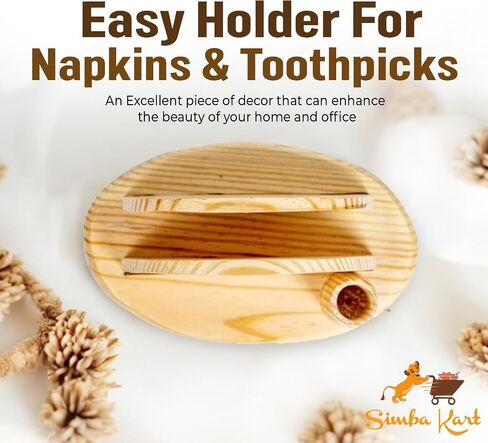 SimbaKart Classic Arc Shaped Handcrafted Paper Napkin & Toothpick Holder for Table, Napkin Holder for Kitchen, Wooden Napkin Holder for Dinning Table Counter Top, Beautiful piece of Decor in Saudi Arabia