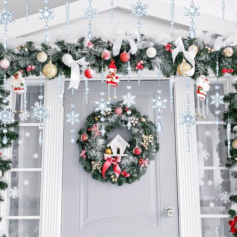 Giegxin 32 Pcs Crystal Christmas Ornaments Crystal Hanging Snowflakes Acrylic Xmas Tree Icicle Drop Crystal Decorations with Hooks for Christmas Snow Party Winter (Light Blue) in Saudi Arabia