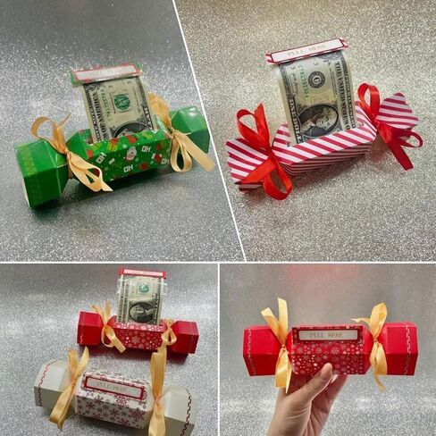 Christmas Surprise Money Pull Pouch, Surprise Pull Out Money Gift Box,DIY Rectangle Christmas Money Pull Pouch Kit for Cash Gift,Fun Ways to Give Cash,Cash Candy Gift Pouch Surprise Box Gift Box(4PCS) in Saudi Arabia