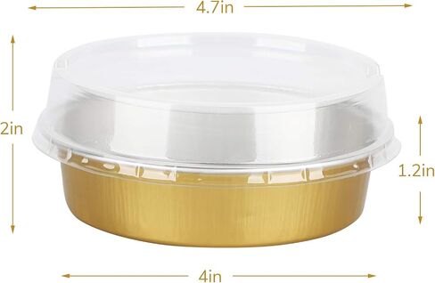 Beasea Disposable Pie Tins 4 Inch, 50 Pack Mini Tart Pans with Lids, 8 Oz Golden Aluminum Pie Pan Tin Tart Pans Round Oven Baking Mini Cake Pan for Pie Tart Quiche in Saudi Arabia