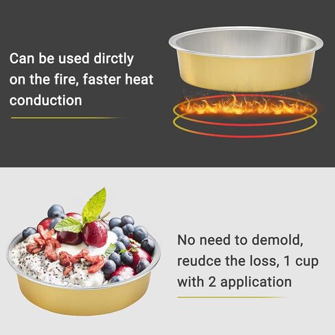 Beasea Disposable Pie Tins 4 Inch, 50 Pack Mini Tart Pans with Lids, 8 Oz Golden Aluminum Pie Pan Tin Tart Pans Round Oven Baking Mini Cake Pan for Pie Tart Quiche in Saudi Arabia