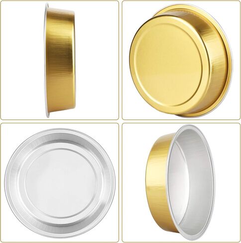 Beasea Disposable Pie Tins 4 Inch, 50 Pack Mini Tart Pans with Lids, 8 Oz Golden Aluminum Pie Pan Tin Tart Pans Round Oven Baking Mini Cake Pan for Pie Tart Quiche in Saudi Arabia