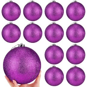 Poen 12 Pcs 6 Inch Christmas Tree Glitter Ornaments Extra Large Christmas Balls Decorations Xmas with Hanging Loop for Holiday Decorations Festival Party Wreath Home Decor (White)