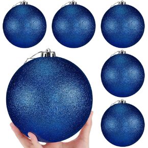 Poen 12 Pcs 6 Inch Christmas Tree Glitter Ornaments Extra Large Christmas Balls Decorations Xmas with Hanging Loop for Holiday Decorations Festival Party Wreath Home Decor (White)