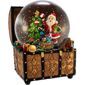 Kurt S. Adler J3259 100mm Wind-Up Musical Santa Water Globe in Treasure Chest