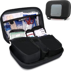 USA Gear Travel Organizer Case for First-Aid Supplies - Organize Band-Aids, Bandages, Alcohol/Anti-Septic Pads, Safety Pins, Thermometers, Scissors, Ice-Packs, Heat Packs, etc. - First Aid Case Only