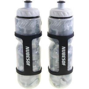 Bottle Sport Insulated Squeeze Water Bottles,2 Pack 25 oz Lightweight Bike Water Bottles Keep Liquid Cold For 3 Hours,with Non-Slip Carrier Grip (Gray)