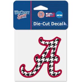 WinCraft Alabama Crimson Houndstooth Tide Official NCAA 4"x4" Die Cut Car Decal