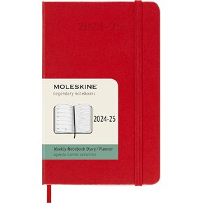 Moleskine Classic 18 Month 2024-2025 Weekly Planner, Pocket (3.5" x 5.5"), Scarlet Red, 208 pages