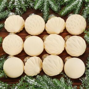 24 Pcs Velvet Christmas Ornaments Balls Bulk 3.15" Flocked Christmas Tree Ornaments Velvet Xmas Tree Hanging Ornaments for Holiday Home Decor (Beige)