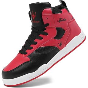 Men's Fashion High Top Sneakers Comfort Casual Walking Shoes (Red, Adult, Men, 9, Numeric, US Footwear Size System, Medium)