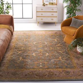 SAFAVIEH Heritage Collection Area Rug - 8'3" x 11', Blue & Beige, Handmade Traditional Oriental Wool, Ideal for High Traffic Areas in Living Room, Bedroom (HG915A)