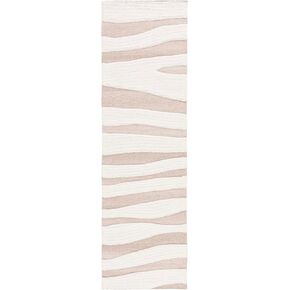 SAFAVIEH Manhattan Collection Runner Rug - 2'3" x 8', Ivory & Beige, Handmade Stripe Textured Wool, Ideal for High Traffic Areas in Living Room, Bedroom (MAN551A)