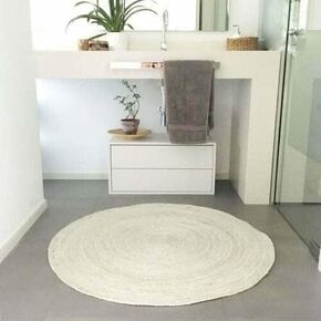 Round Jute Rug Farm House Hand Made and Hand Braided Area Rug for Kitchen, Bedroom, Living Room in Customize Sizes (Red, 30 Inches x 30 Inches)