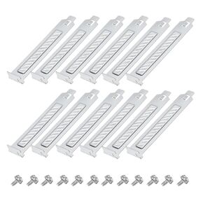 MECCANIXITY 12PCS Silvery PCI Slot Cover Dust Filter, Blanking Plate Ventilation Deflector Bracket Expansion with Slant Holes for Computer Cases