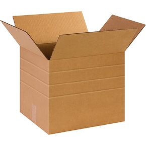 Partners Brand PMD141212 Multi-Depth Corrugated Boxes, 14"L x 12"W x 12"H, Kraft (Pack of 25)