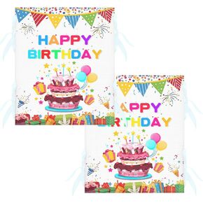 Happy Birthday Chair Cover Birthday Seat Cover for Chair Kids Boys Girls Chair Cover with Ribbons Cupcake Chair Back Covers for Classroom School Home Dining Party Decor, 2 Pack