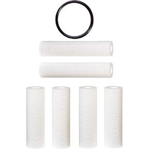 CFS – 6 Pack Grooved Sediment Water Filter Cartridges with 1 O-Ring Compatible with WHKF-GD05, 3M AP110, WHKF-DWHV, WHKF-DWH, WHKF-DUF Models – Whole House Replacement Filter Cartridge – 5 Micron