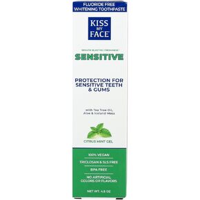 Kiss My Face Sensitive Fluoride Free Whitening Toothpaste, Citrus Mint Gel, 4.5 oz (Pack of 2)