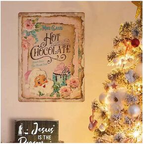 Gingerbread Train Sign, Pink Christmas Bakery Sign Shabby Chic Tin Sign Cafe bar Home Wall Art Decoration Poster Retro Metal Tin Sign 8x12 inch