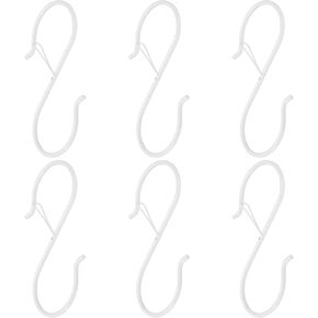 HARFINGTON 6pcs S Hooks 5 Inch S-Shaped Metal Hook Hanger with Safety Buckle for Hanging Plants Clothes Pots and Pans Kitchen Utensil Bags, Black