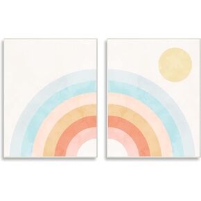 Stupell Industries Bold Summer Sun Rainbow Soft Pastel Tones Kids, Design by Daphne Polselli Canvas Wall Art, 2pc, Each 24 x 30, Multi-Color