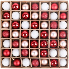 DERAYEE 49 Pcs Mini Christmas Balls Tree Ornaments, 1.2 Inch Small Shatterproof Xmas Hanging Decorations Red Green Gold Christmas Ball Ornaments for Home Party Xmas Decor