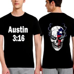 Stone 3:16 Cold Skull T-Shirts Wrestling Match Austin Stone Front Smoking Skull Shirts for Men Women Sport Fans Shirt