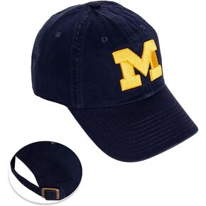 Desert Cactus University of Michigan Baseball Hat Wolverines UM U of M Brimmed Embroirderd Hats Cap Adjustable Cloth Strap Adult (Style A1) Blue