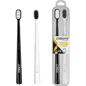 Soft Toothbrush for Sensitive Gums, New Japanese 20,000 Micro Nano Bristles Toothbrush for Adults, Pregnancy and Elderly, Carrying Case Packaging, Color Black and White 2 Pack
