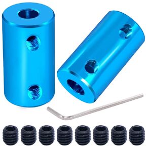 Twidec/2Pcs 5mm to 6mm Bore Flexible Shaft Coupling Robot Motor Wheel Blue Aluminum Casing Rigid Coupler Connector COUPLER-BU-5-6
