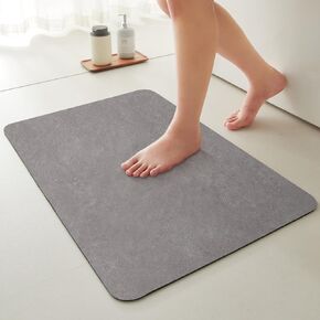 Quick Dry Bath Mat, Bathroom Rugs Non Slip Washable Thin Absorbent Bath Mat Fits Under Door Bathroom Floor Mat Perfect for Bath, Shower, or Sink 24"x36" Light Grey