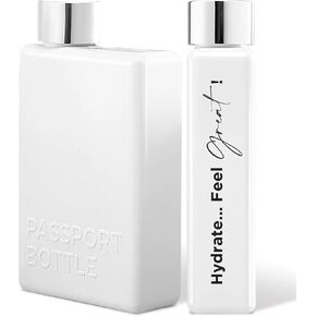 Forest & Twelfth 12 Oz Travel Water Bottle Flat Water Bottle for On-The-Go Hydration, Hydrate… Feel Great! Passport Mini Water Bottle for Gym, Travel, School, Italian Design Portable Water Bottle