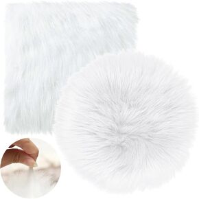 2Pack 12 Inches Mini Faux Fur Rug,Soft Fluffy Plush Area Rug Chair Cover Seat Pad Nail Mat,Locker Rug,White Photo Props Background for Tabletop Photography, Jewelry, Nail Art, Home Decor
