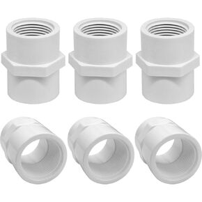 YSIL PVC Fittings Female Adapter (Socket x Female Pipe Thread) 2 Way 1-1/2 Inch 6PCS,PVC Pipe Coupling for 1-1/2 Inch Sch40 PVC Pipe White in Kuwait