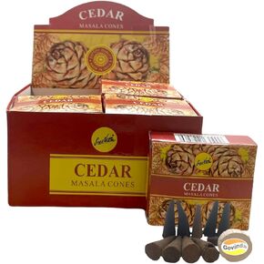 Sreevani Natural Masala Incense Cones and Holder Bundle, 120 Cones Total, Cedar