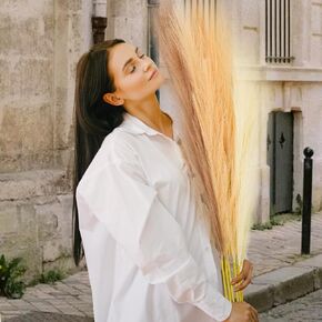 Faux Pampas Grass, Tall Artificial Pompous Grass, 6 PCs Large Fake Pompas Branches, Vase & Floor Filler, Natural Color Fluffy Decor Bulrush Reed for Room, Event & Boho Wedding, Fall Decoration