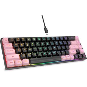 65% Gaming Keyboard, Wired Backlit Mini Keyboard, Ultra-Compact 68 Keys Membrane Gaming Wired Keyboard for PC Laptop Mac Gamer (Grey-Black) in Kuwait