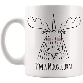 Fonhark - I'm A Moosicorn, Moosicorn Coffee Mug, Moose Unicorn, 11 Oz Novelty Coffee Mug/Cup, White