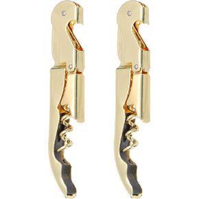 uxcell 2Pcs 5" Wine Openers Waiter Corkscrew Professional Red Wine Bottle Opener Double Hinged with Foil Cutter for Servers Bartender, Gold
