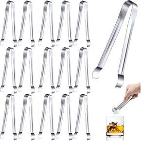 16 Pieces Ice Tongs, 6.5 Inch Ice Tongs for Ice Bucket, Stainless Steel Serving Tongs with Sharp Teeth Make Grabbing Ice Easy, Small Tongs for Serving Food