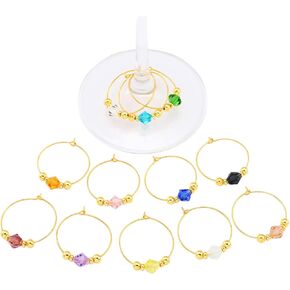 Pride & par 12Pcs Gold/Silver Plating Ring with Gem Wine Charms for Glasses Wine Glass Markers Drink Markers for Stem Glasses Wine Glass Decoration for Weddings Parties in Saudi Arabia